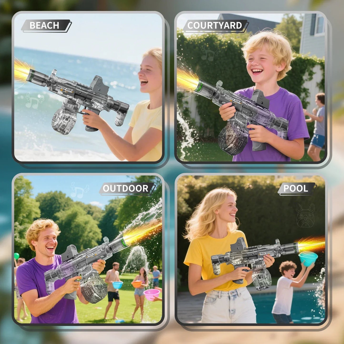 Pistola Ad Acqua Elettrica Con Sensore Automatico E Luci Giocattolo Estivo Per Bambini Sulla Spiaggia
