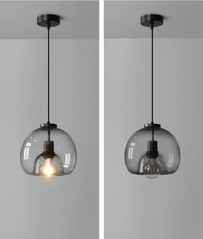 Lampadario A LED In Vetro Sospensione Moderna Grigio Per Soggiorno Pranzo Cucina E Camera Da Letto