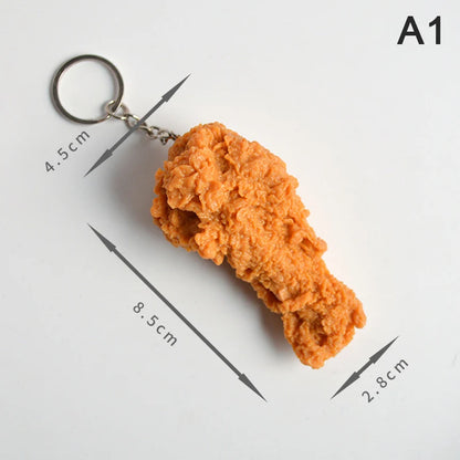 Portachiavi Con Cibo Imitato Pepite Fritte E Gamba Di Pollo Ciondolo Regalo Originale