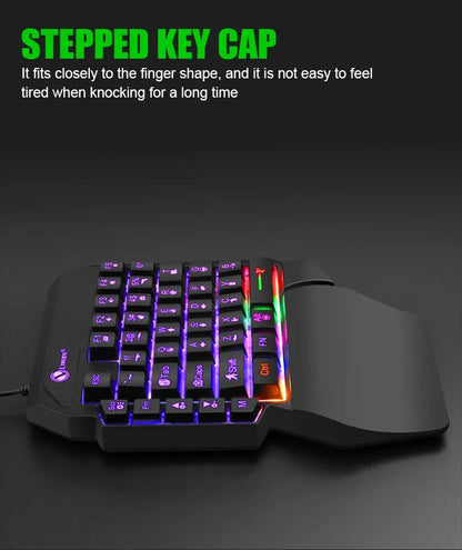 Mini tastiera da gioco con una sola mano da 35 tasti Tastiera retroilluminata cablata ultrasottile USB per laptop PC desktop Smartphone