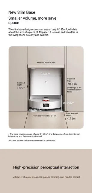 XIAOMI MIJIA Robot Aspirapolvere Autonomo H40, Pulizia Intelligente per la Casa, Spazzamento ad Alta Velocità, Pulizia Rotante, Aspirazione Ciclonica 10000PA, Laser LDS