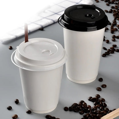 Tazze Da Caffè Usa E Getta Con Coperchio In Carta Kraft 50 Pezzi Per Ufficio Asporto