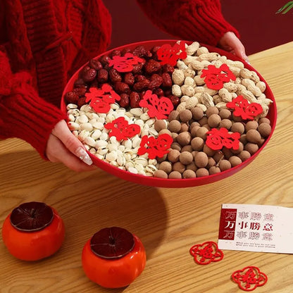 Vassoio Rosso in Plastica per Snack e Frutta, Piatto Decorativo per Banchetti e Festeggiamenti