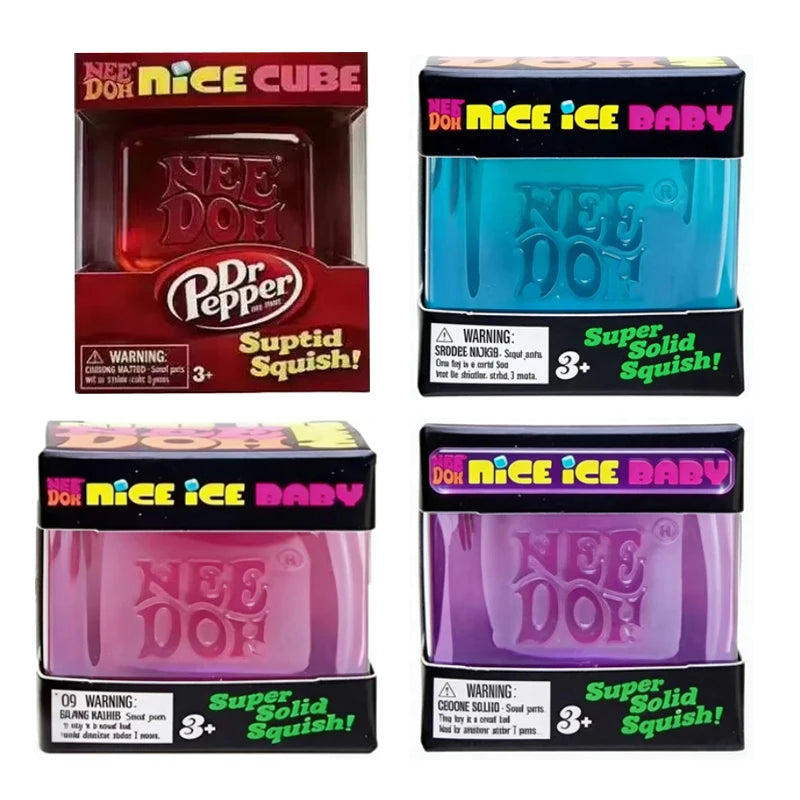 Dr Pepper x NeeDoh Nice Cube Squishy Toy Antistress, Cubo Morbido Antistress per Bambini e Adulti, Giocattolo Sensoriale per Alleviare l'Ansia