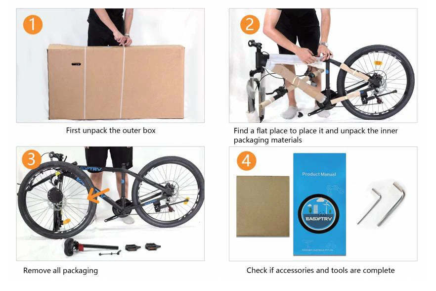 Bicicletta Elettrica Da Montagna 26 Pollici Motore Posteriore 750W 48V Batteria Integrata
