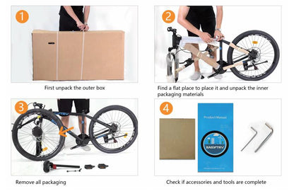Bicicletta Elettrica Da Montagna 26 Pollici Motore Posteriore 750W 48V Batteria Integrata