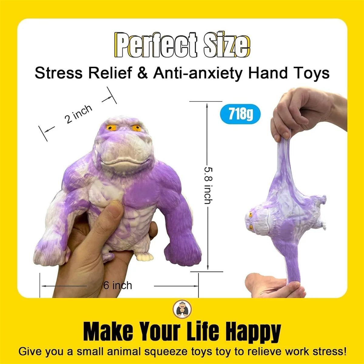 Squishy Scimmia Giocattolo Elastico Colla Riempito di Gomma Gorilla Elastico Estensibile Autismo Decompressione Giocattolo Adulti Bambini Regalo