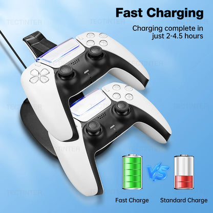 Doppia stazione di ricarica rapida per controller wireless PS5 Gamepad Type-C Base per supporto dock per caricabatterie LED per accessori PlayStation 5