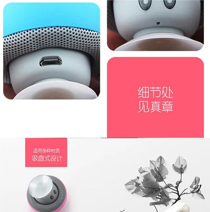 Mini Altoparlante Bluetooth Rosa Portatile Con Design Funghetto E Supporto Ventosa Per Telefono E PC