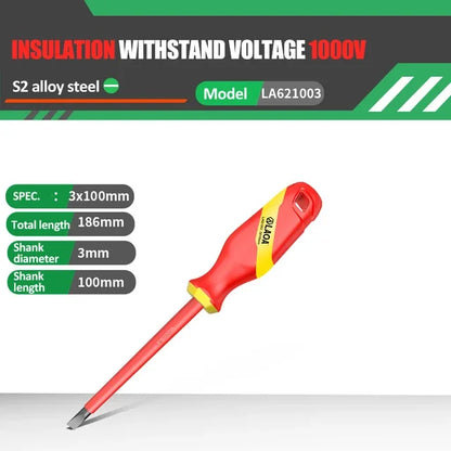 Cacciavite Isolato VDE LaOA Magnetico Impugnatura Ergonomica Testa Piatta e Incrociata 2,5x75-6,5x150