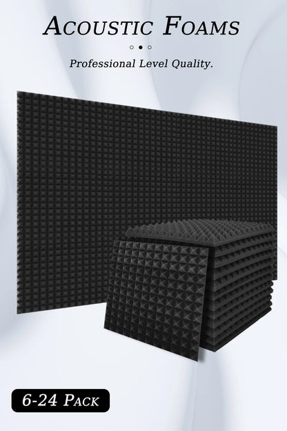 TOUO Schiuma Acustica 6/12/24 Pcs Isolamento Acustico Piramide Pannello Fonoassorbente Home Studio Trattamento Acustico Per La Camera Da Letto