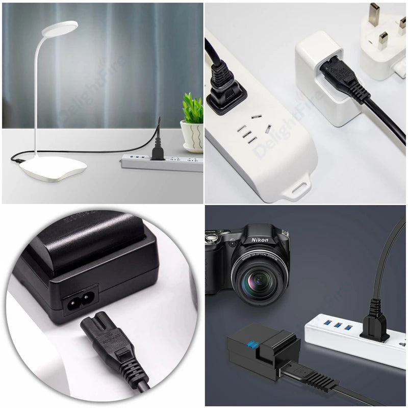 Cavo di alimentazione UE 2pin IEC320 C7 US Cavo di prolunga di alimentazione per caricabatterie portatile Dell Canon Epson Stampante Radio Altoparlante PS4 XBOX LG Sony