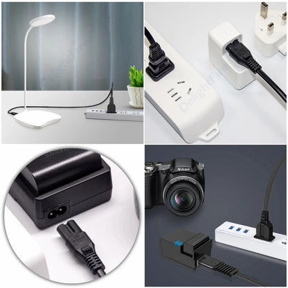 Cavo di alimentazione UE 2pin IEC320 C7 US Cavo di prolunga di alimentazione per caricabatterie portatile Dell Canon Epson Stampante Radio Altoparlante PS4 XBOX LG Sony