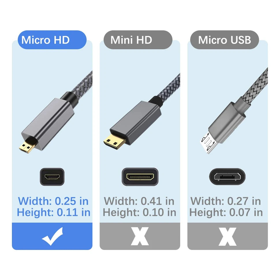 Cavo 4K Micro HDMI compatibile con HDMI per GoPro Hero Raspberry Pi 4 Sony A6000 Nikon Yoga 3 Fotocamera Micro HD a HDTV