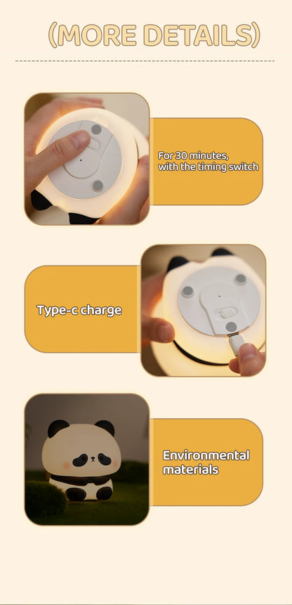 Luce Notturna Panda Led Con Touch Usb Ricaricabile Per Cameretta Decorazione Per Bambini