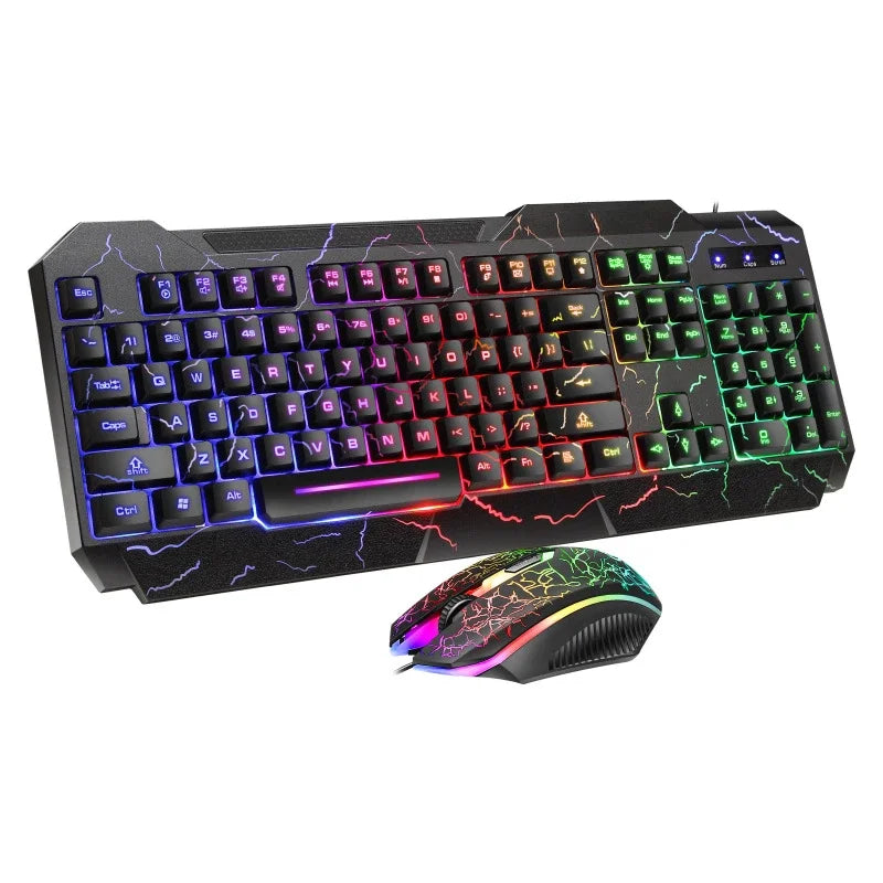 Combo Tastiera Meccanica Da Gaming Cablata Con Led Retroilluminata E Mouse Incluso