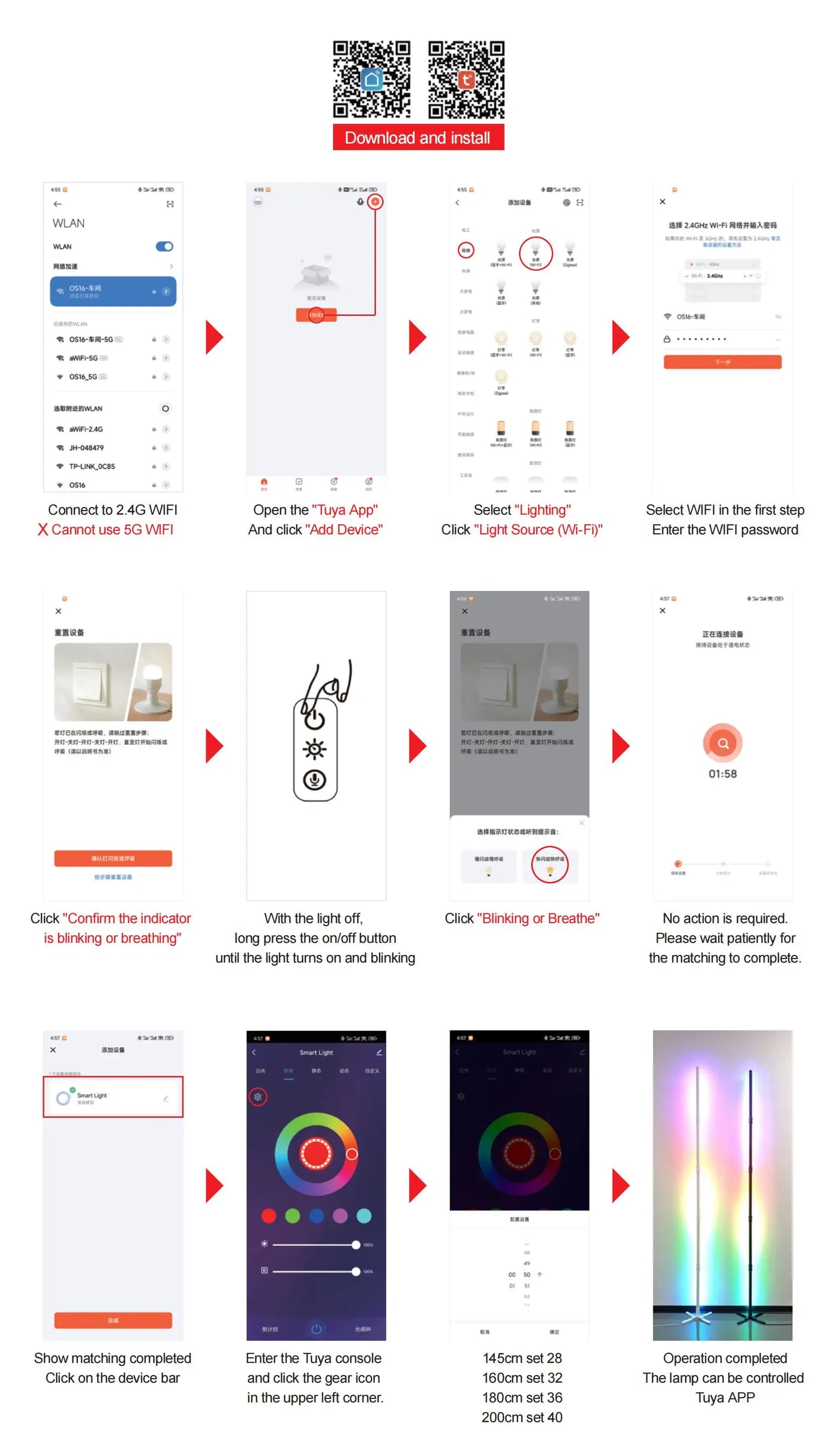 Lampada Da Terra Tuya Rgb 180 cm Bianca, Smart Con App E Telecomando, Illuminazione Led Moderna E Atmosferica