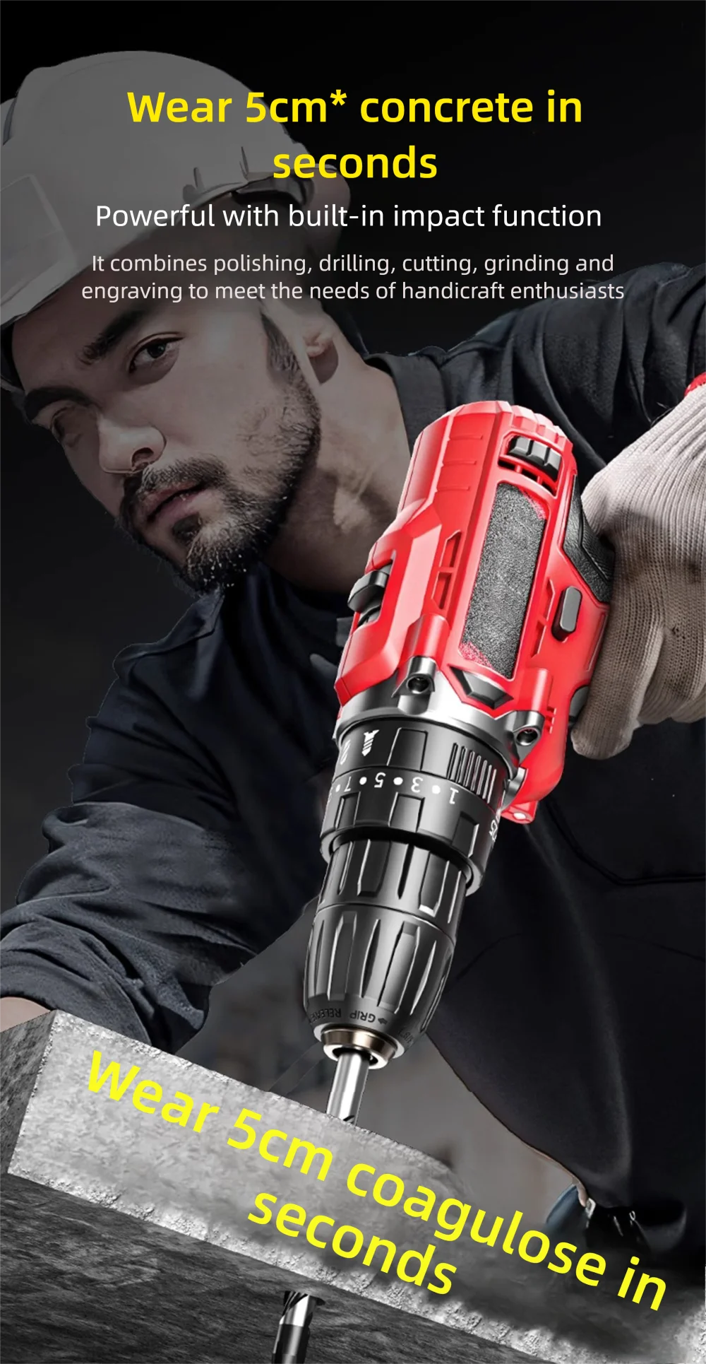 Trapano Elettrico Multifunzionale 21V Batteria Con Impatto Doppio Portatile Per Piccoli Utensili