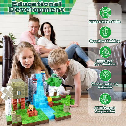 Blocchi magnetici Mine World Cube Magnet World Set per bambini di età 3+ Modello fai da te Stelo per bambini Miglior giocattolo sensoriale Montessori