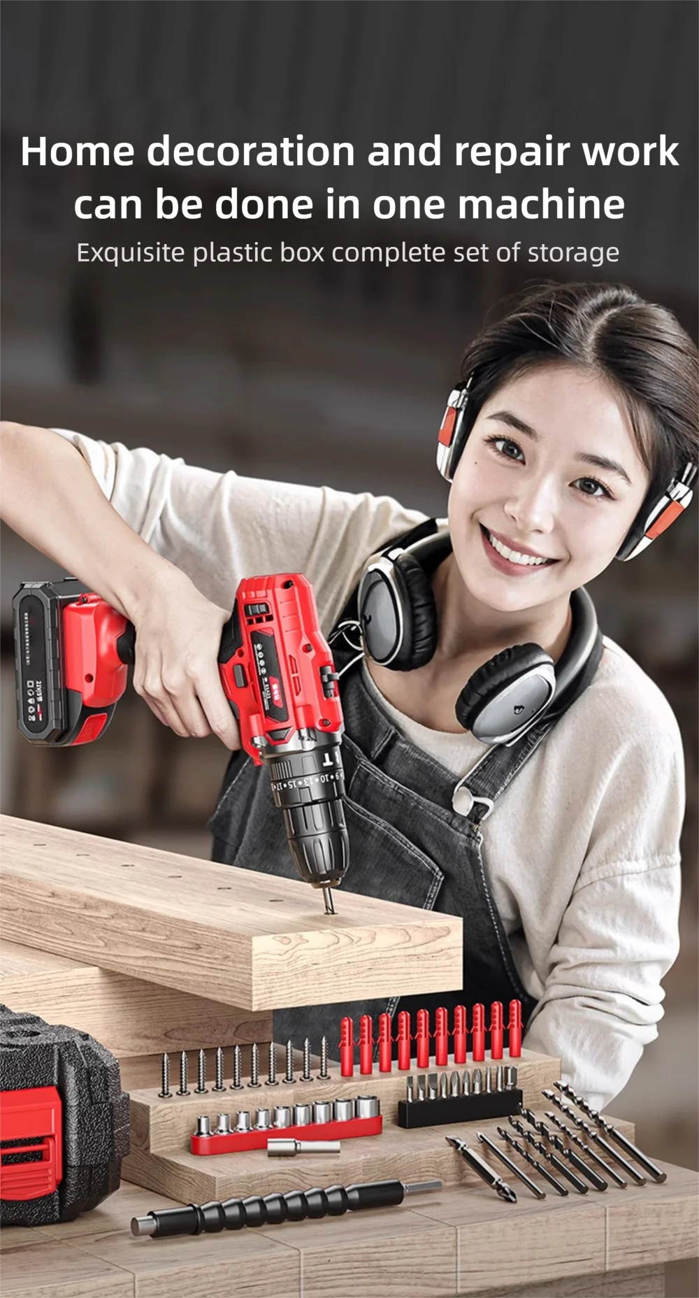 Trapano Elettrico Multifunzionale 21V Batteria Con Impatto Doppio Portatile Per Piccoli Utensili