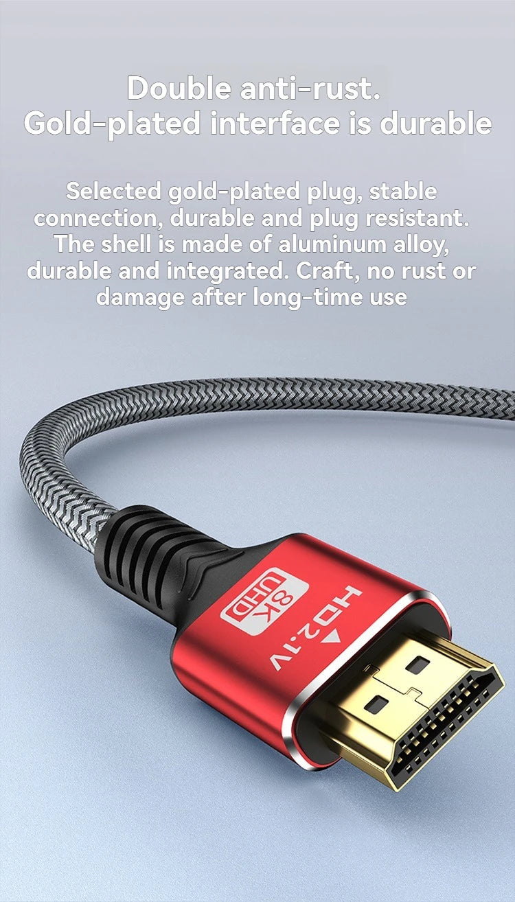 Uyellow 48Gbps Cavo compatibile HDMI 8K 60Hz 50cm 1m 2m 3m 5m Cavo 2.1 compatibile HDMI 4K 120Hz HDR Video con effetti 3D per PC HDTV