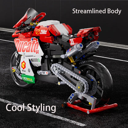 Set Blocchi Moto V4s Racing Con Supporto Esposizione Gioco STEM Per Adulti E Bambini Regalo Unisex
