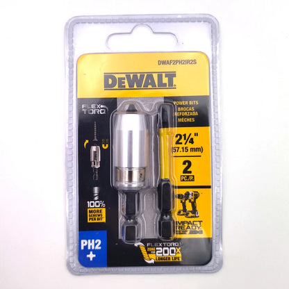 DEWALT DWAF2PH2IR2S PH2 FLEXTORQ 1/4x2-1/4 pollici Punta da trapano per avvitatore a percussione HSS Manicotto magnetico Accessori per utensili elettrici per carpenteria
