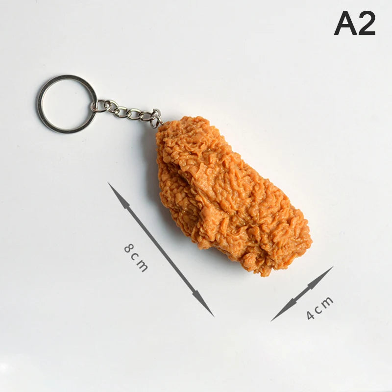 Portachiavi Con Cibo Imitato Pepite Fritte E Gamba Di Pollo Ciondolo Regalo Originale