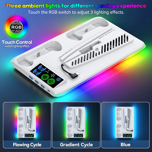 Supporto PS5 Con Ventola Raffreddamento RGB E Base Stabile Per Console Slim E Pro