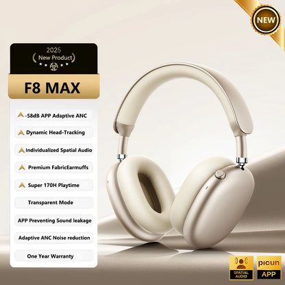 Picun F8 Pro Cuffie Bluetooth Wireless Cancellazione Attiva del Rumore Audio Spaziale 3D e Latenza Bassa