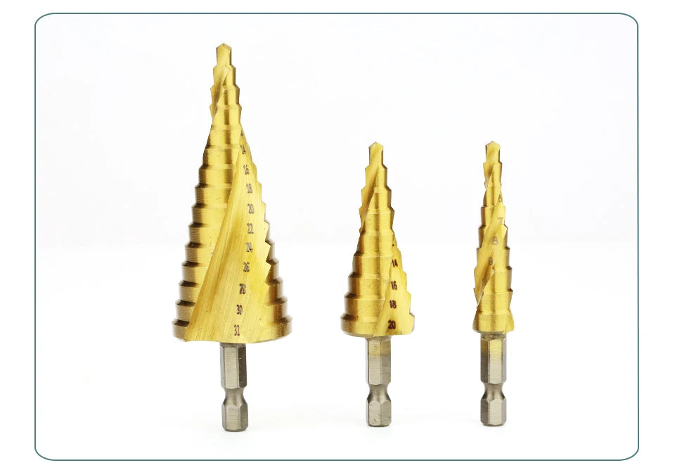 Set Punte Gradino Titanio HSS 4-12, 4-20, 4-32 Mm Per Metallo E Legno Utensili Da Trapano Di Precisione