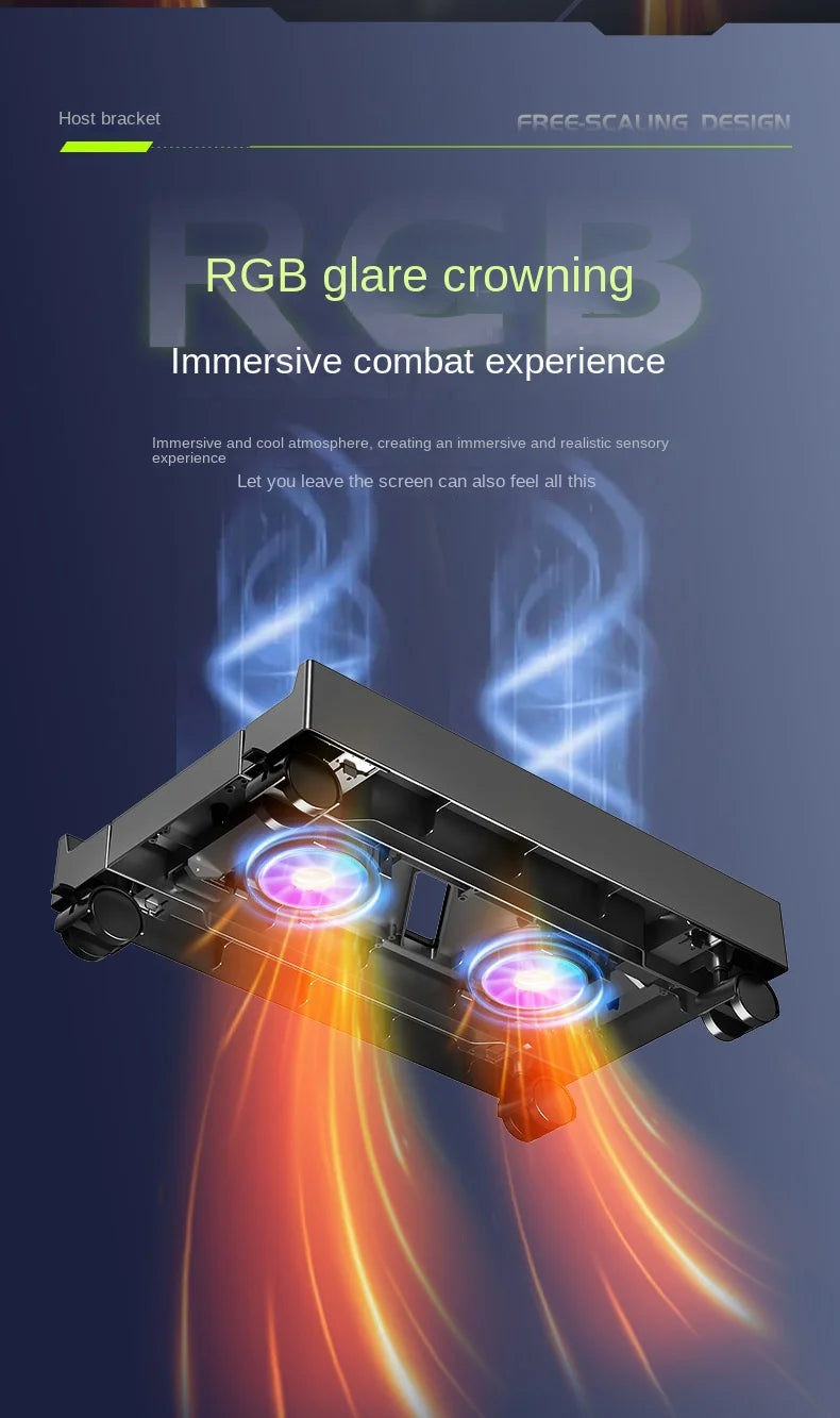 Supporto per torre per PC mobile Supporto per CPU per computer regolabile Supporto da tavolo telescopico Carrello per CPU con ventola di raffreddamento RGB Dissipazione del calore
