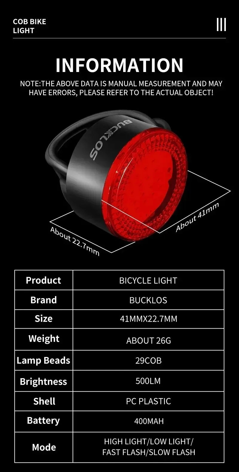 Luci Frontali e Posteriore per Bicicletta Ricaricabili USB Impermeabili LED COB MTB e Bici da Strada