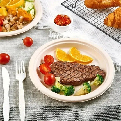 Set Da 50 Piatti Circolari Usa E Getta In Carta Naturale Per Barbecue Pasta Insalata Dessert