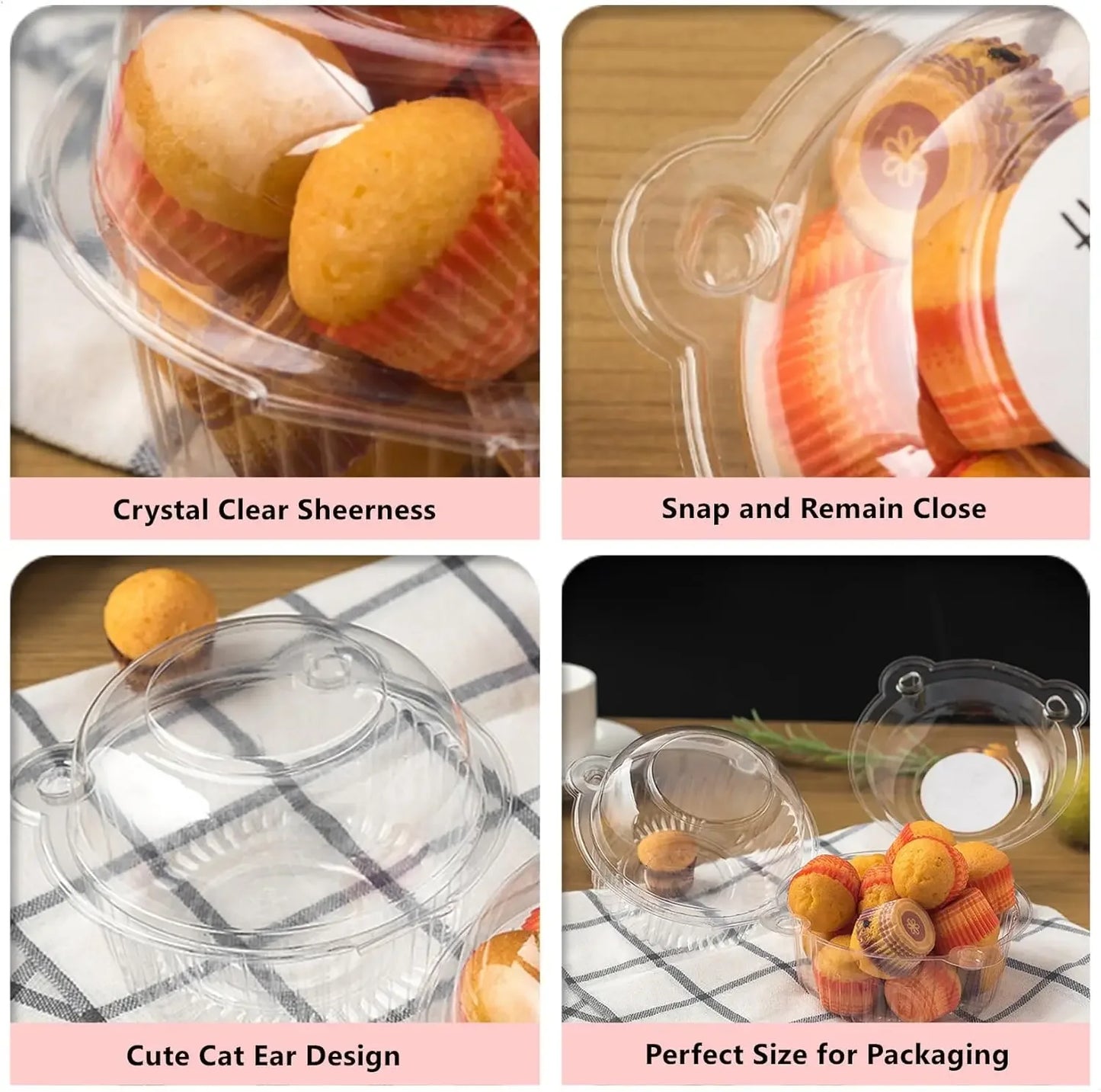 Contenitori Singoli Per Cupcake Con Cupola Trasparente Porta Muffin Scatole Per Frutta E Insalata 20 Pezzi