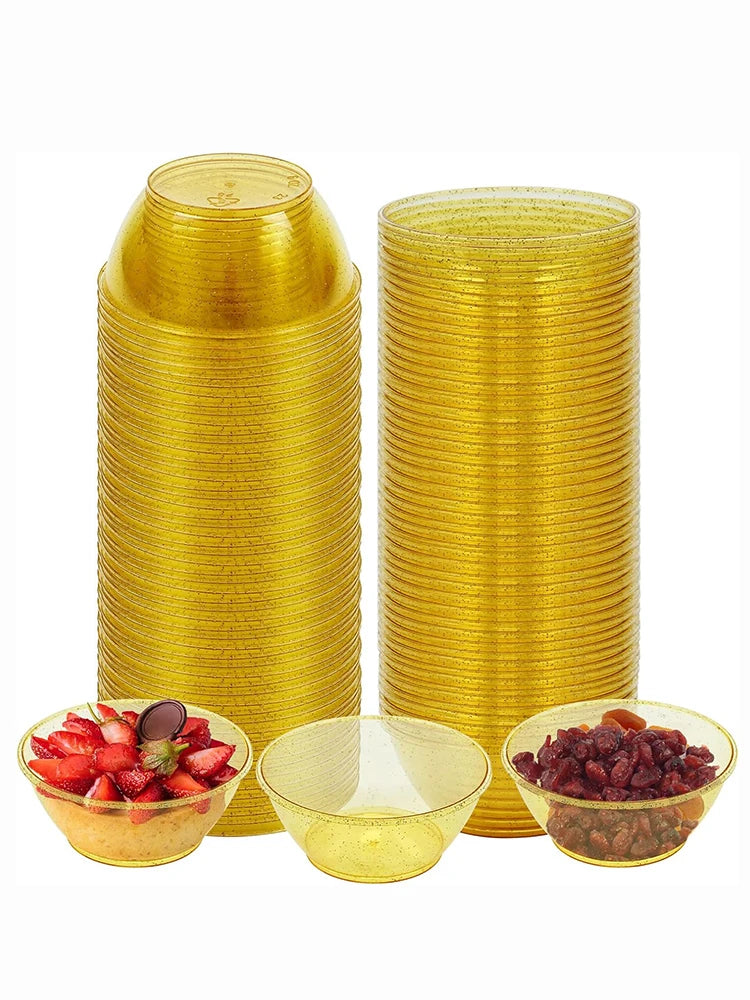 Ciotole Monouso Glitterate Dessert in Plastica 180 ml 50 Pezzi per Catering e Picnic