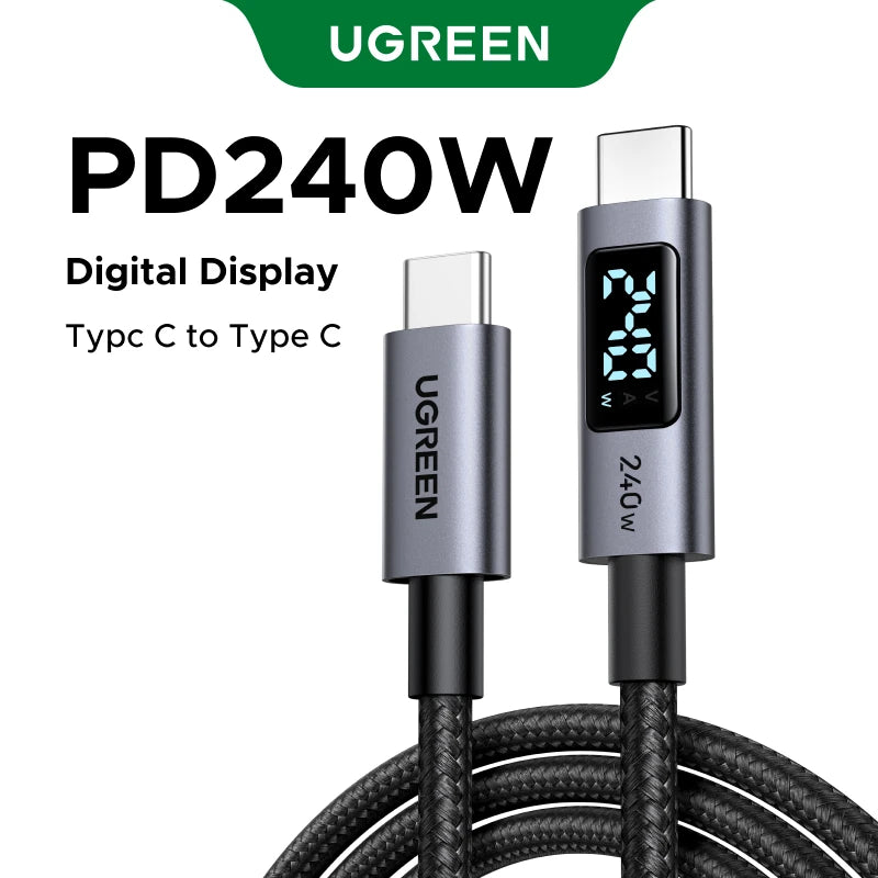 Cavo USB-C PD3.1 240W Ricarica Veloce e Trasferimento Dati, Corpo in Alluminio Nylon Intrecciato
