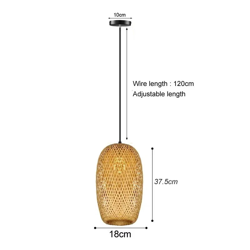 Lampada A Sospensione In Bambù E Rattan Intrecciato Lavorata A Mano Arredo Interni Caldo Per Sala Da Pranzo
