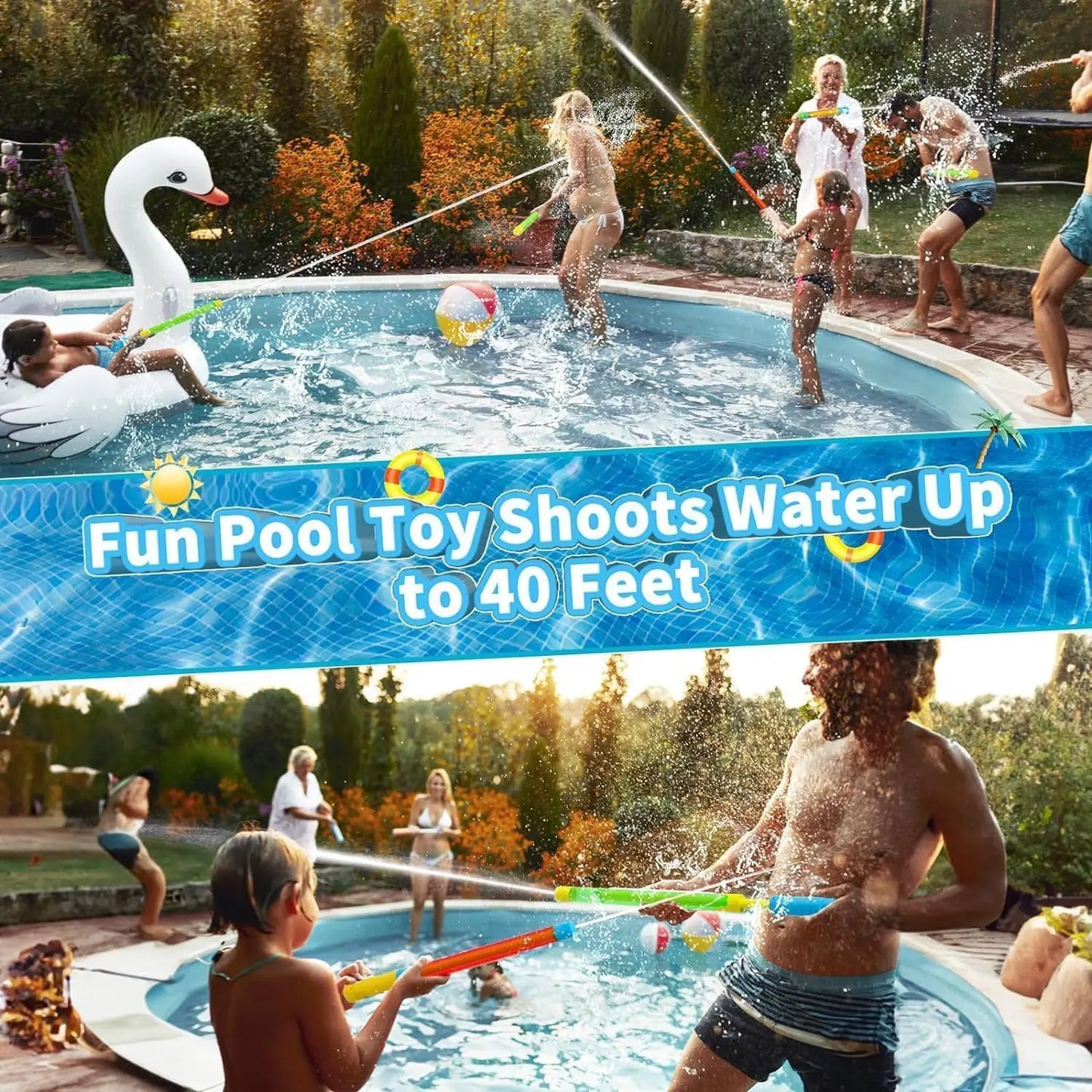 Pistola Ad Acqua 42 Cm Per Bambini Adulti Giochi Estivi All Aperto Piscina Spiaggia