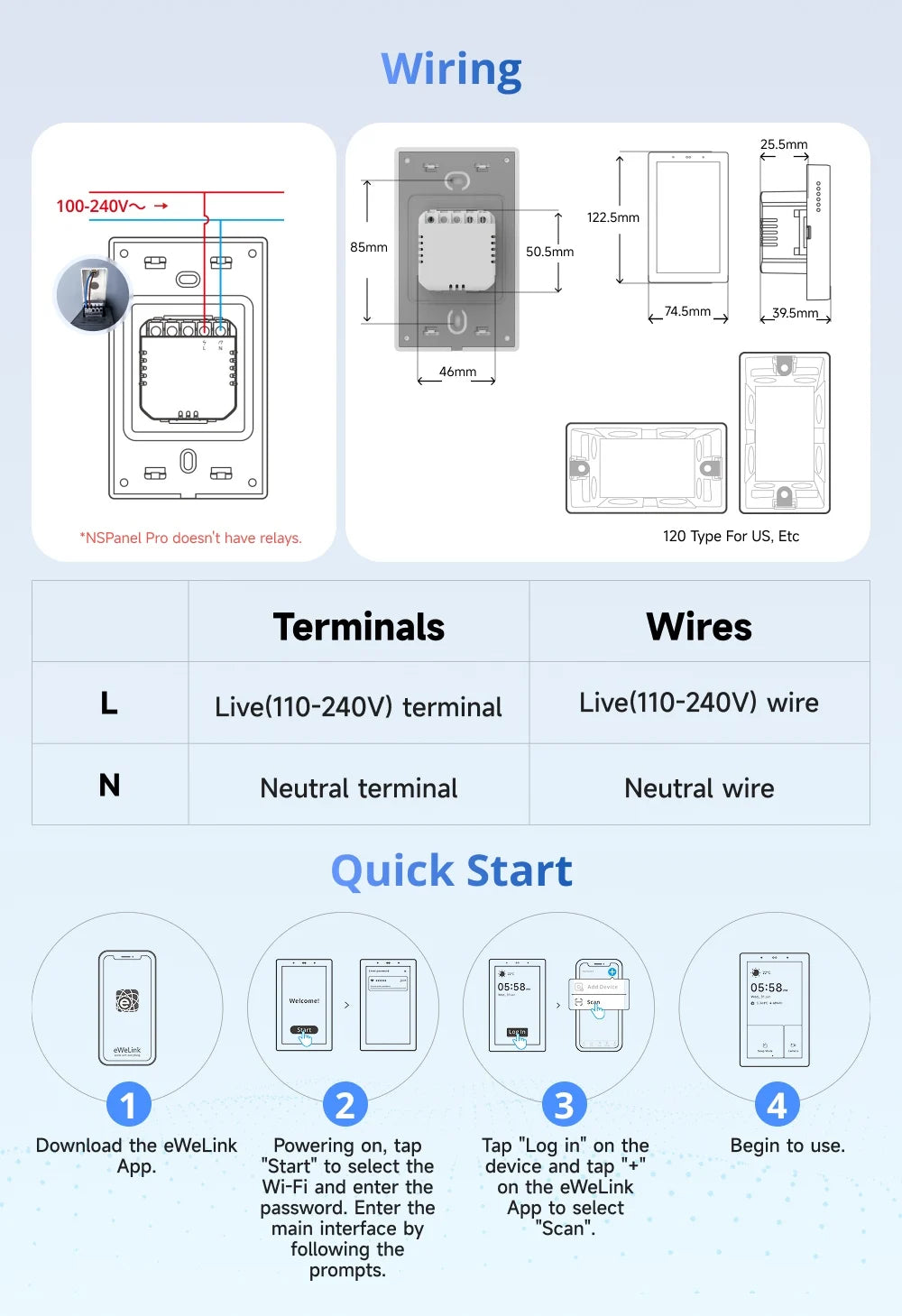 NSPanel Pro 120 Pannello Controllo Smart Home Monitoraggio Consumo Energetico Modulo Zigbee