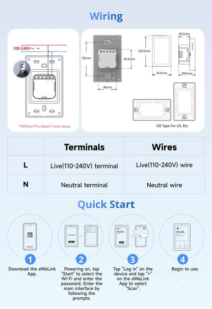 NSPanel Pro 120 Pannello Controllo Smart Home Monitoraggio Consumo Energetico Modulo Zigbee