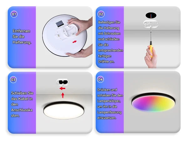 Plafoniera Led Dimmerabile con Controllo Remoto Rgb Bluetooth Tuya per Interni Alexa