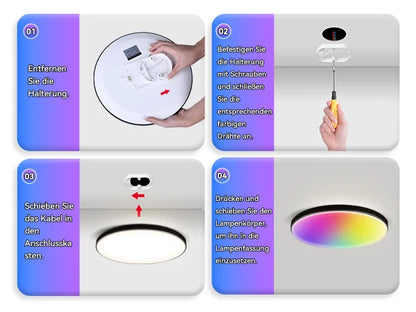 Plafoniera Led Dimmerabile con Controllo Remoto Rgb Bluetooth Tuya per Interni Alexa