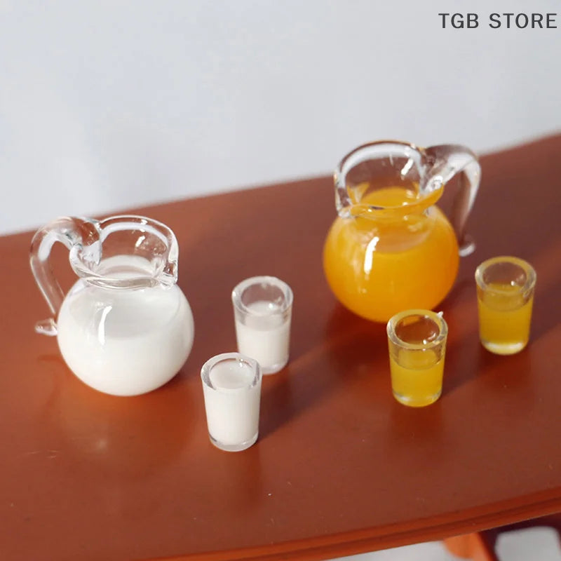 Set Da 3 Mini Caraffe In Vetro Per Succo E Latte Per Casa Delle Bambole Accessori Per Modelli Di Scena