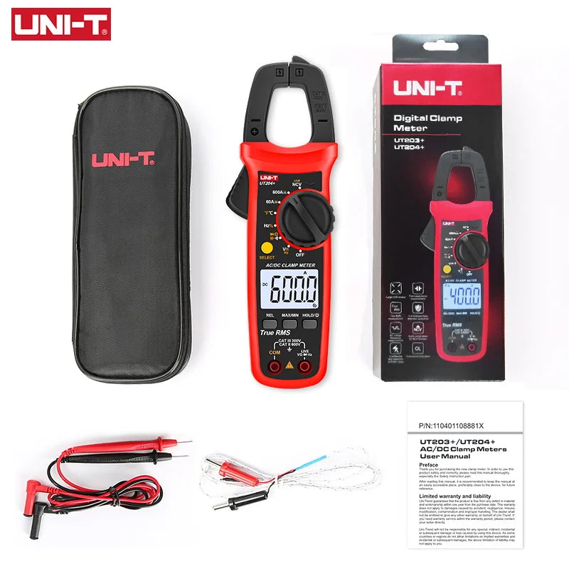 Uni-T Ut204 Ut202A Pinza Amperometrica 600A Morsetto NCV Multimetro Digitale Officina