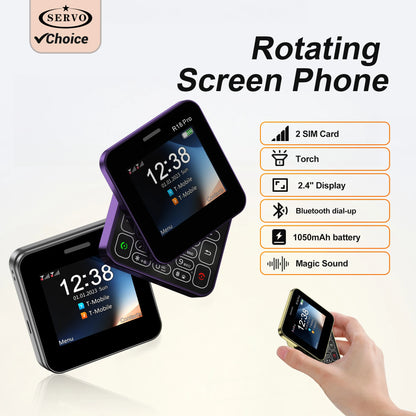 Telefono Mini Dual Sim Con Schermo Rotante Da 2,4 Pollici Slider Torcia E Funzione Blocco Contatti