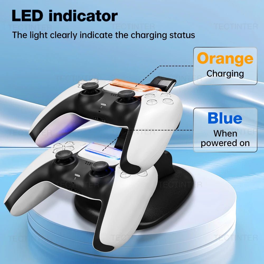 Doppia stazione di ricarica rapida per controller wireless PS5 Gamepad Type-C Base per supporto dock per caricabatterie LED per accessori PlayStation 5