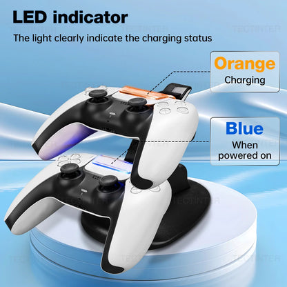 Doppia stazione di ricarica rapida per controller wireless PS5 Gamepad Type-C Base per supporto dock per caricabatterie LED per accessori PlayStation 5