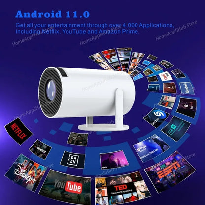 Proiettore Portatile HY300 4K LCD, Proiezione Wireless, Schermo 40-130 Pollici, Android Mirroring