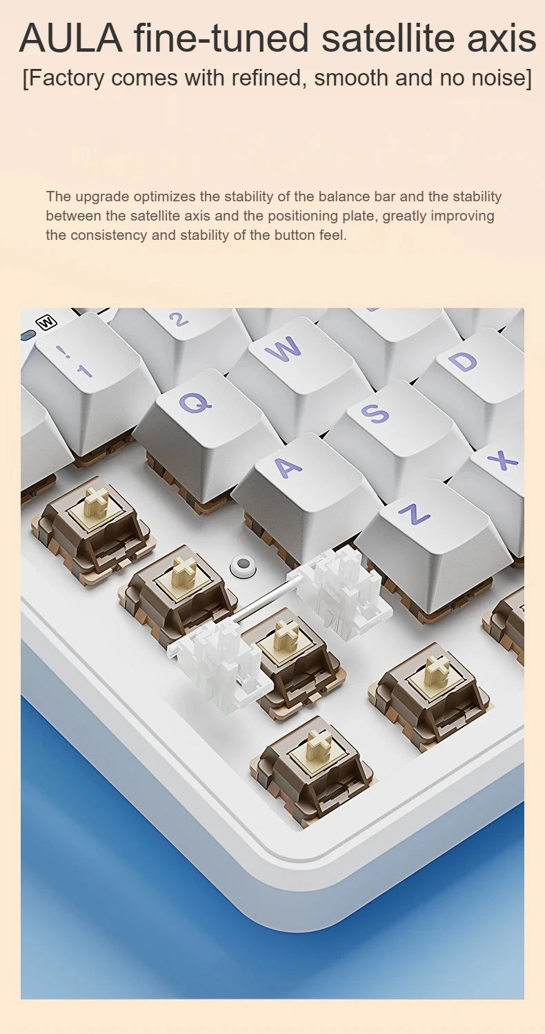 AULA F108 PRO Tastiera meccanica Layout personalizzato al 100% Retroilluminazione RGB Tastiera da gioco con interruttore Hifi Bluetooth senza fili
